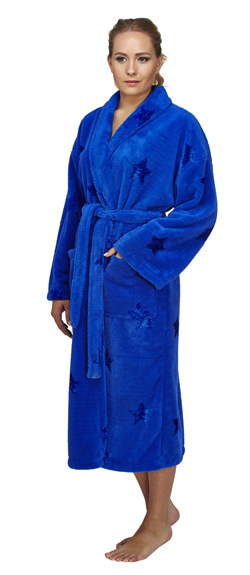 Star Design Shawl Fleece Bathrobe