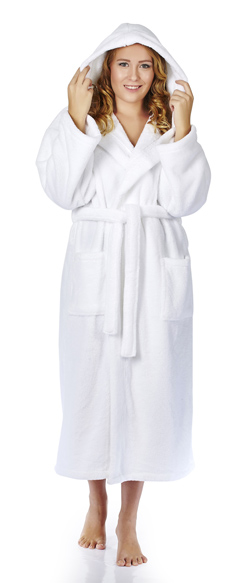 Women Hooded Fleece Bathrobe